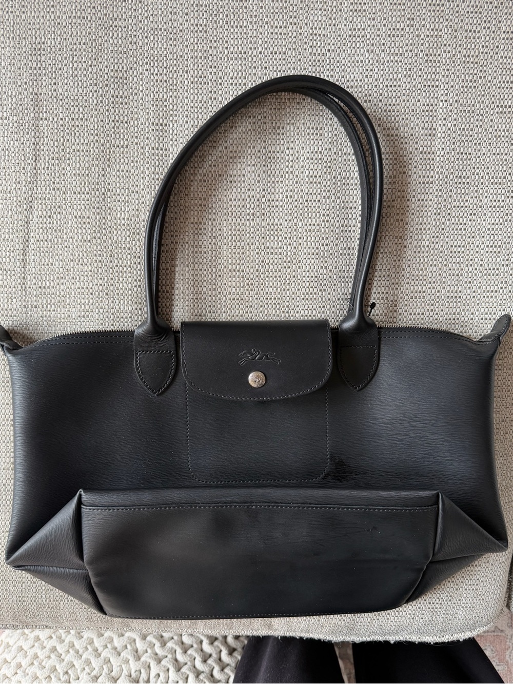 Longchamp Black Le Pliage Medium Tote Bag
